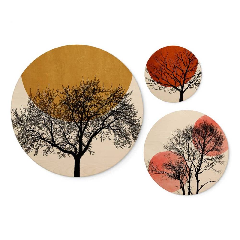 Kaeppel Holzbild Kubistika - Warmer Sonnenuntergang - rund (3-teilig) Fabrik Onlineshop