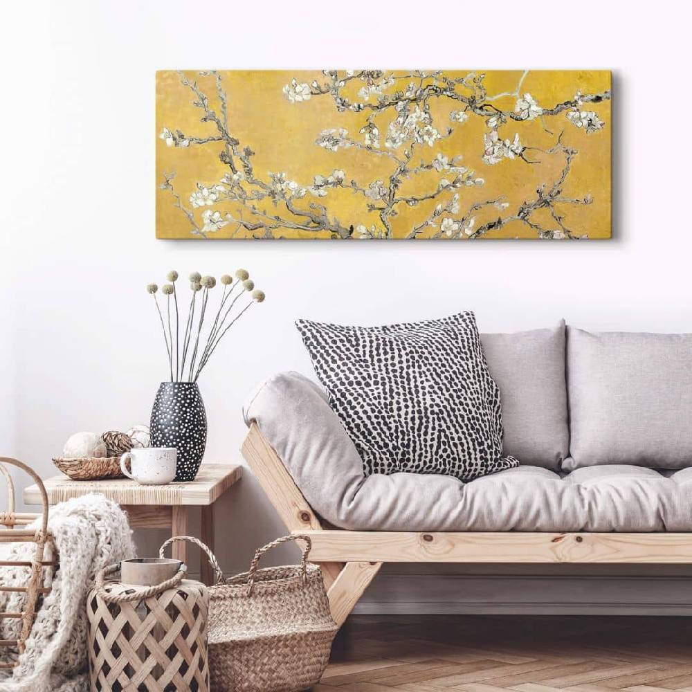 Kaeppel Leinwandbild van Gogh - Mandelblüte Ocker - Panorama Kauf eins, bekomm eins gratis