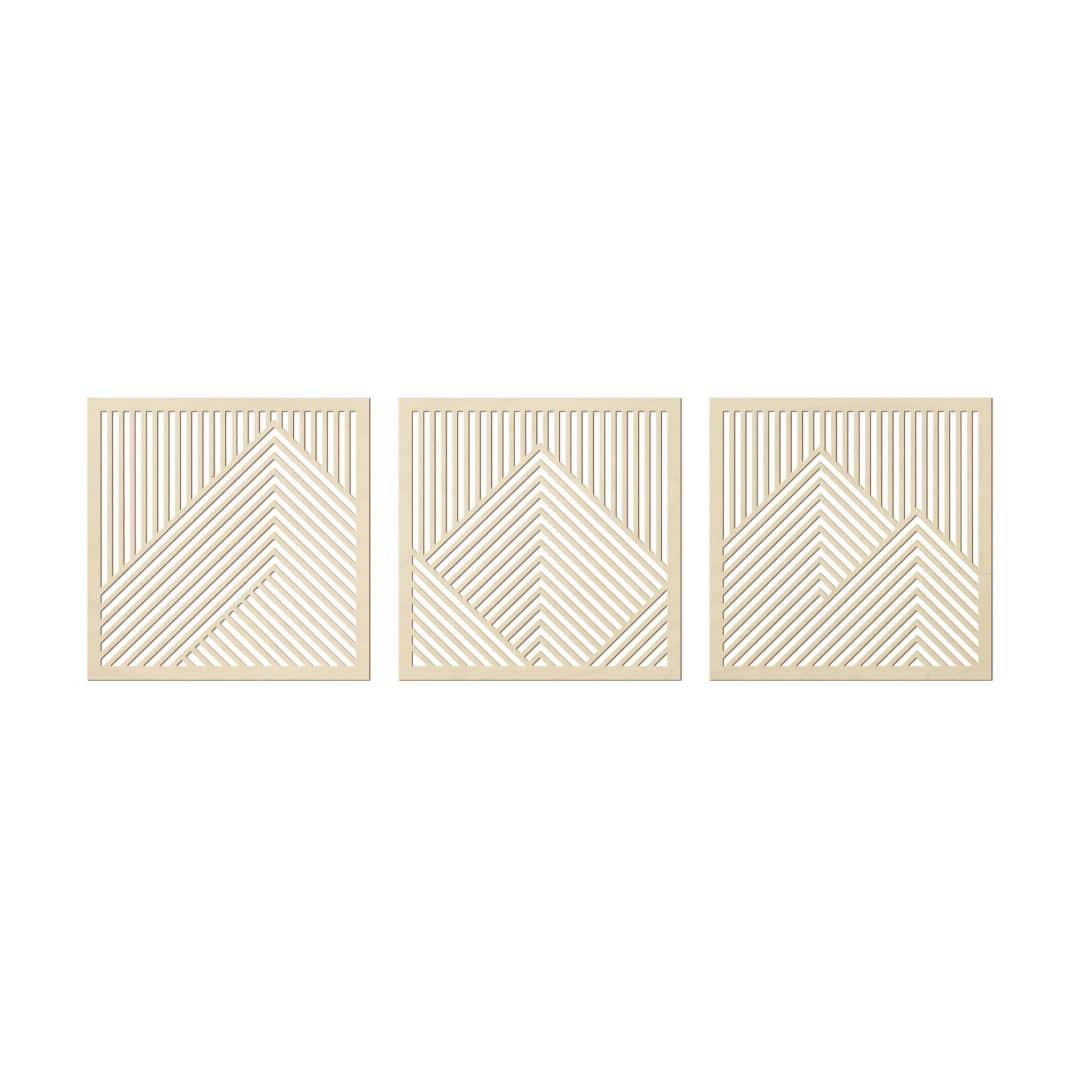 Kaeppel 3D Wanddeko Berg Landschaft Wandpaneele Holz Motiv geometrisch (3-teilig) - Pappelholz Online Shopping