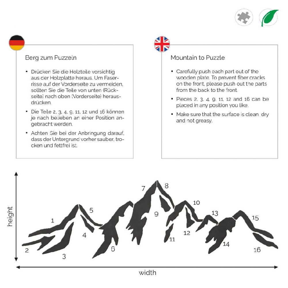 Kaeppel Holzdeko Mahagoni - Berg Puzzle Heißer Verkauf