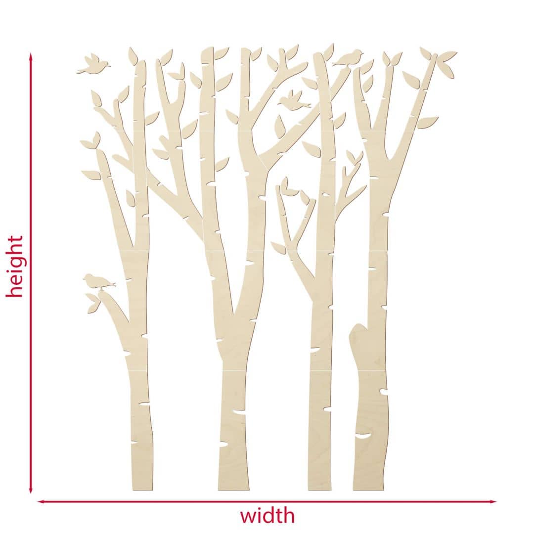 Kaeppel XXL Holz-Wandpaneel Birken-Baum - Wald mit Vögeln - Pappel Saisonale Angebote