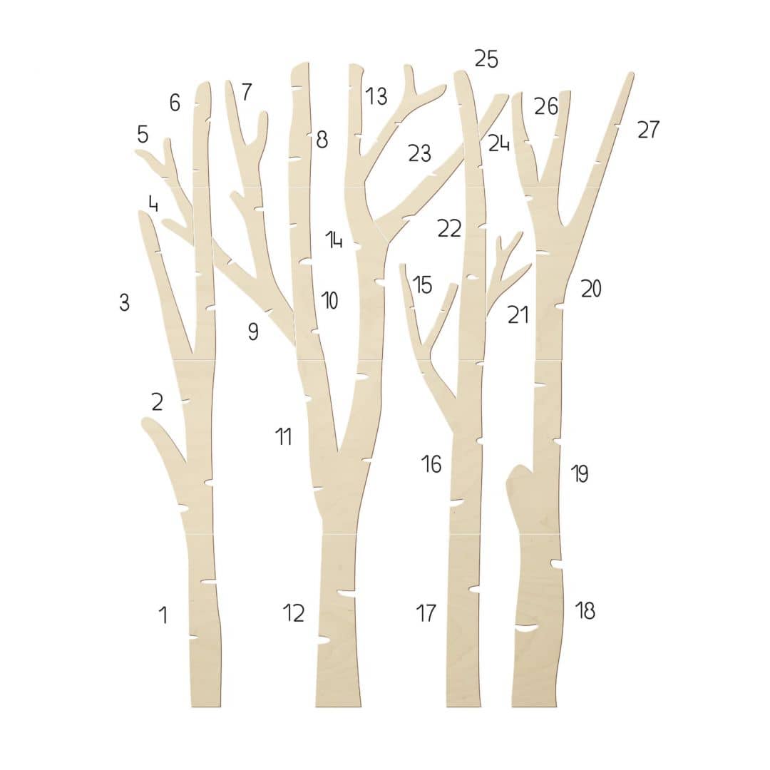 Kaeppel XXL Holz-Wandpaneel Birken-Baum - Wald mit Vögeln - Pappel Saisonale Angebote