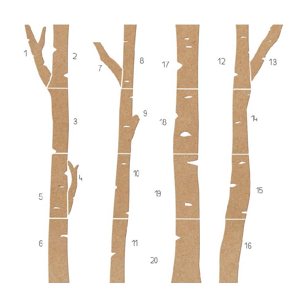 Kaeppel XXL Holz-Wandpaneel Baum Birke Wald (4-teilig) - MDF Natur Super Sparpreis