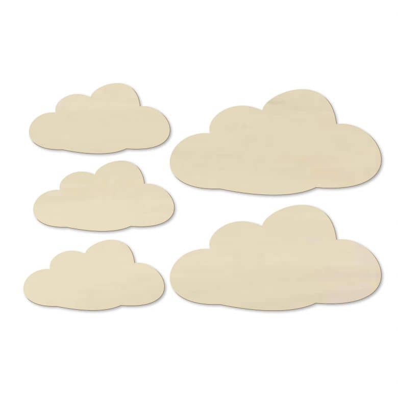 Kaeppel 3D Holzdeko Kinderzimmer - Wolken Set (5-teilig) Letzte 3 Tage
