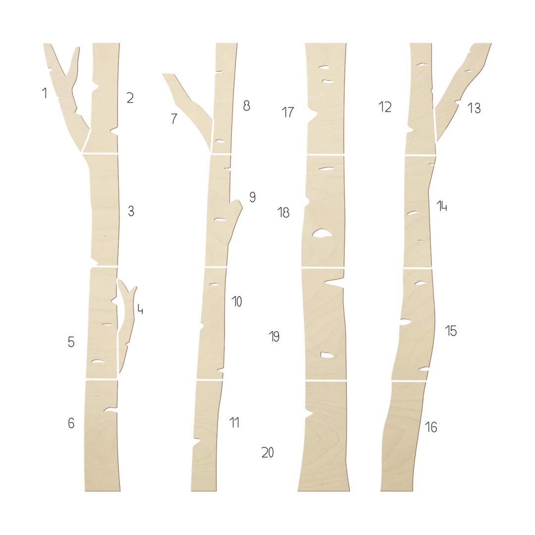 Kaeppel XXL Holz-Wandpaneel Baum Birke Wald (4-teilig) - Pappel Neueste Stile