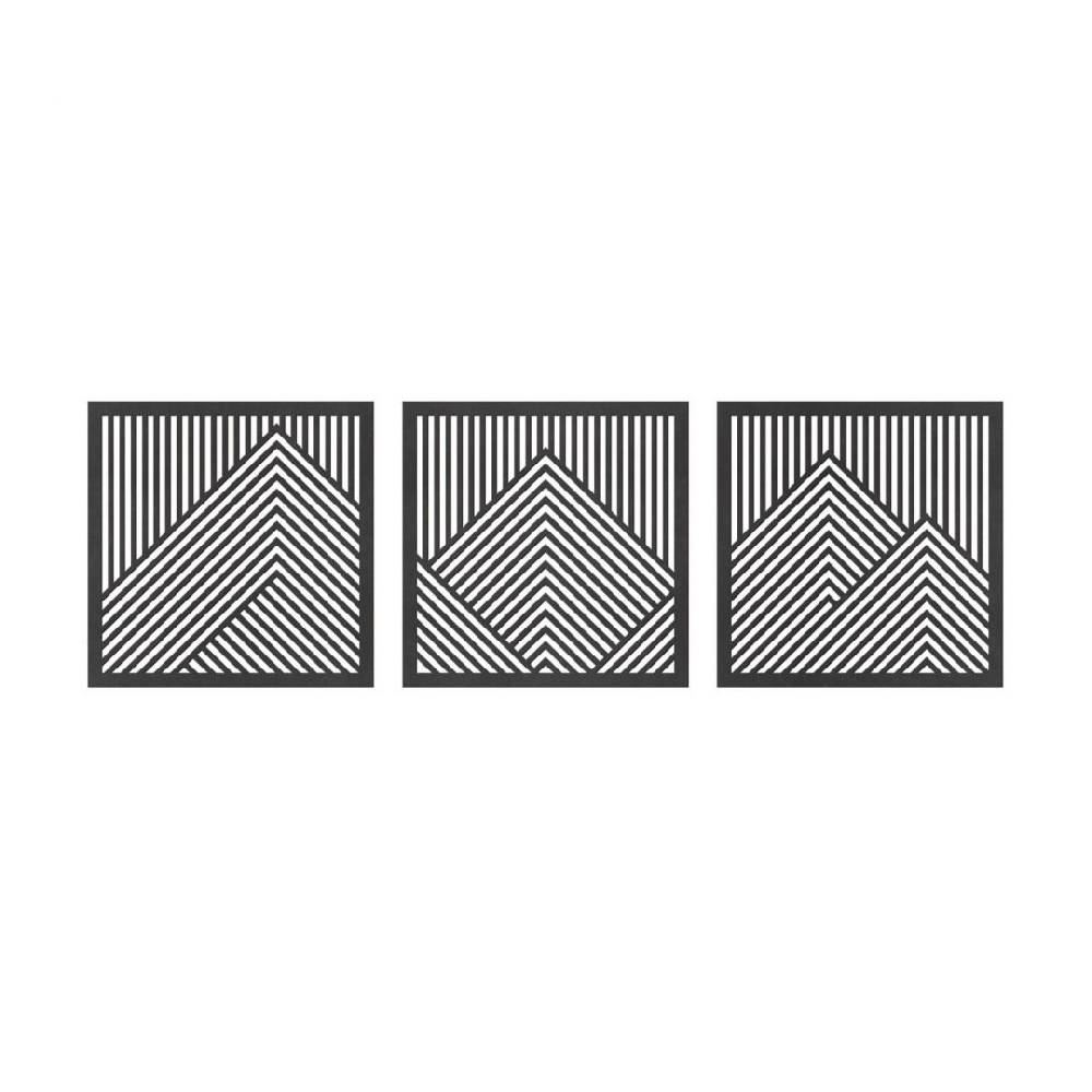 Kaeppel 3D Wanddeko Berg Landschaft Wandpaneele Holz Motiv geometrisch (3-teilig) - MDF Im Verkauf