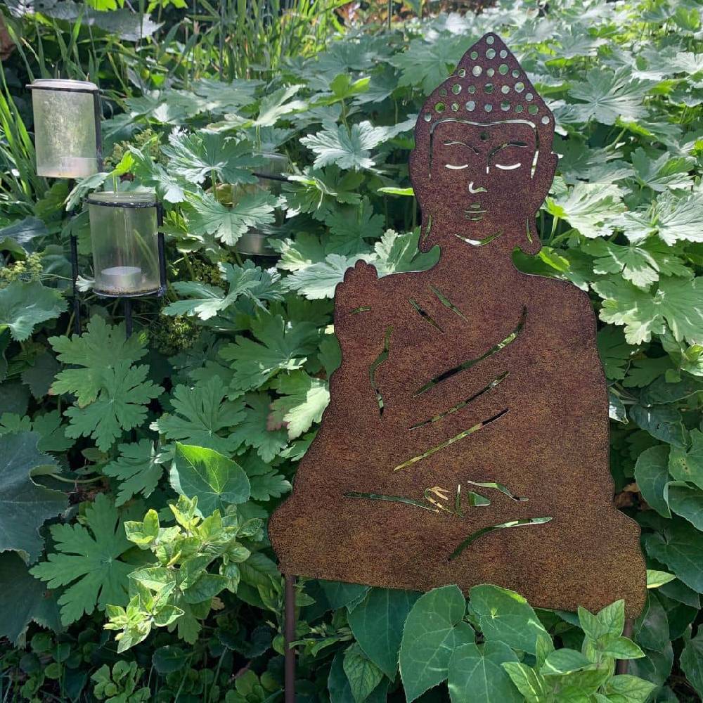 Kaeppel Buddha Gartenstecker Edelrost Optik Metallschild - 29x65x1 cm Rabatte dieses Monats