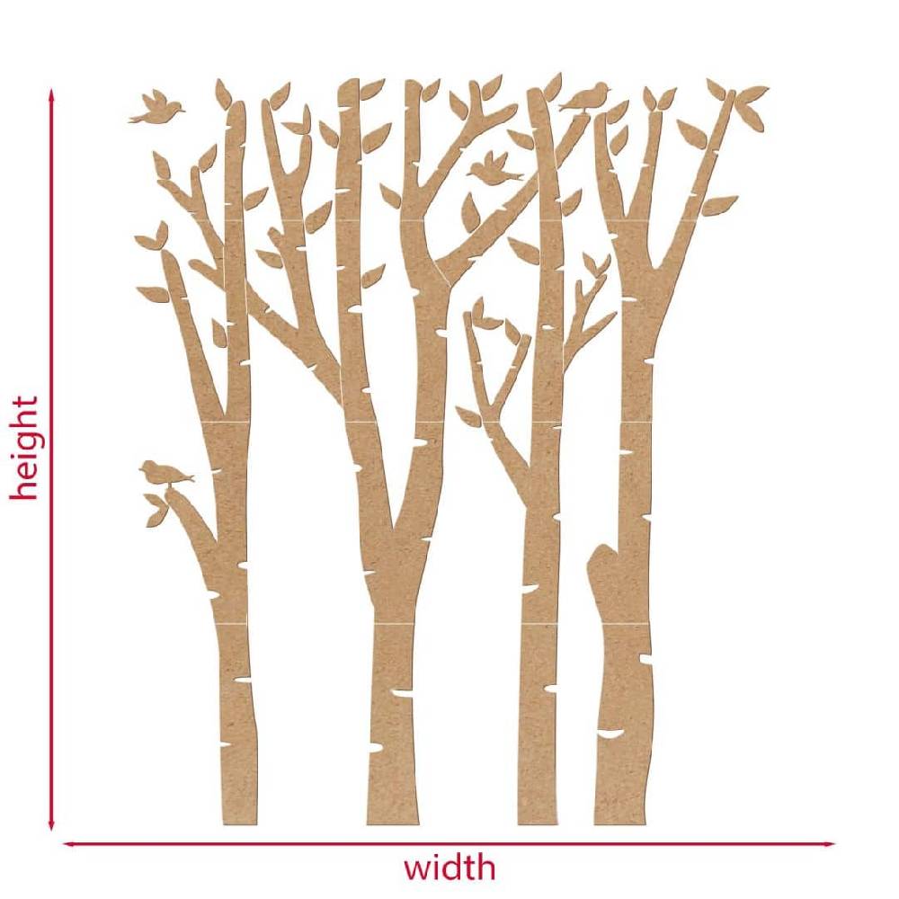 Kaeppel XXL Holz-Wandpaneel Birken-Baum - Wald mit Vögeln - MDF Natur Schlussverkauf