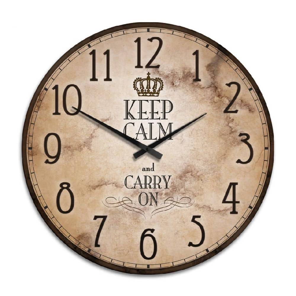 Kaeppel XXL Wanduhr - Keep Calm and Carry on - Ruhe Bewahren - Ø 70 cm Blitzverkäufe