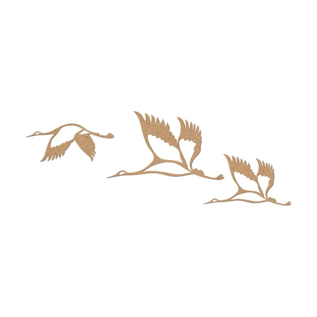 Kaeppel Holzdeko Kraniche Vogelschwarm 02 - MDF Natur (3-teilig) Versandkostenfrei