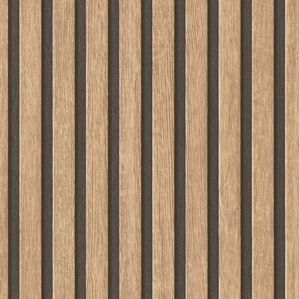 Kaeppel 3D Lamellenwand Tapete - Holzoptik Vliestapete von A.S. Creation Beige, Schwarz, Braun Begrenztes Angebot