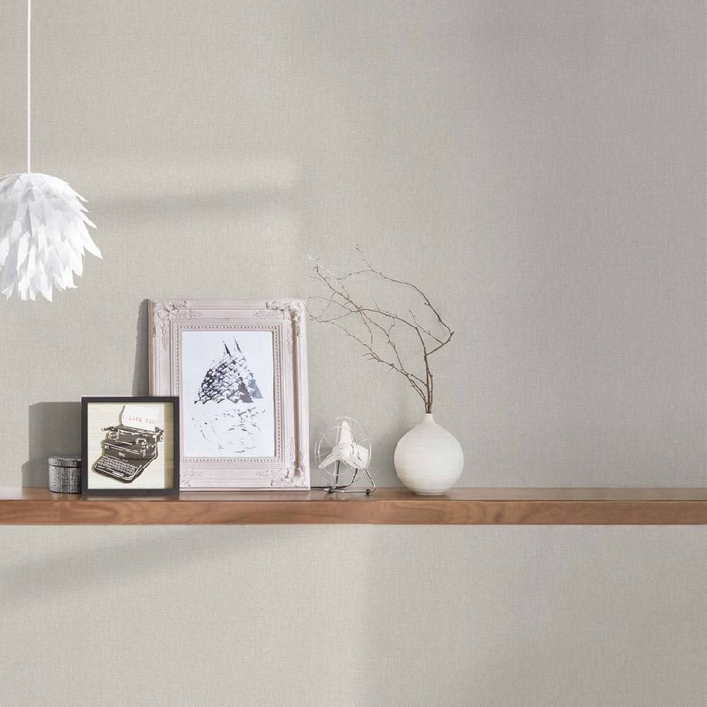 Kaeppel Vliestapete Beige einfarbig Scandinavian Stoffoptik Uni Tapete A.S. Création Weihnachtsangebot