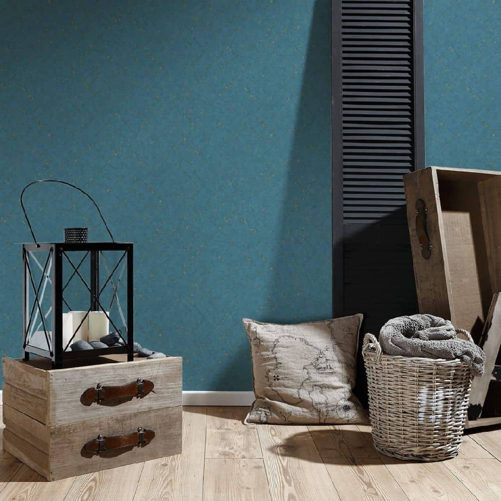 Kaeppel Vliestapete Vintage Tapete blau, metallic - Private Walls Emotion Letzte 3 Tage