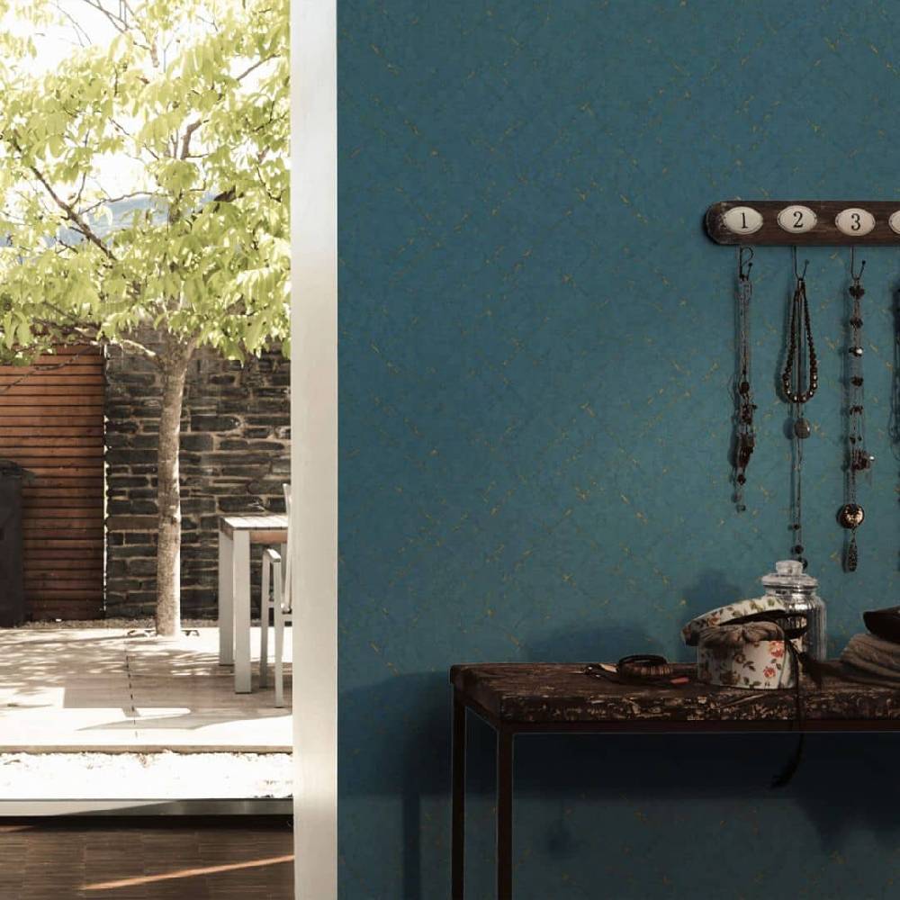 Kaeppel Vliestapete Vintage Tapete blau, metallic - Private Walls Emotion Letzte 3 Tage