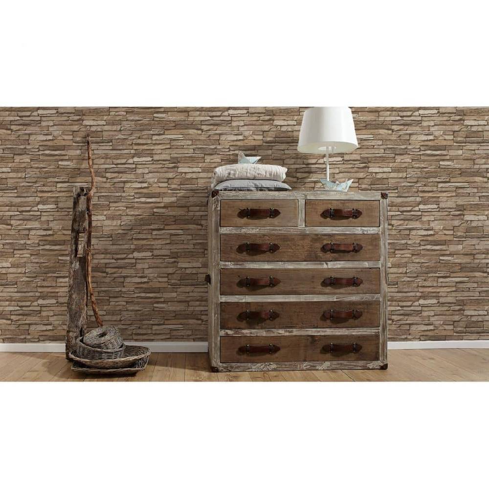 Kaeppel A.S. Création Vliestapete Wood and Stone Tapete in Steinoptik Naturstein beige, braun Neueste Stile