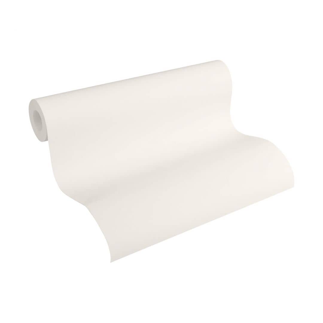 Kaeppel Uni Tapete Creme, Weiß Vliestapete Schlafzimmer einfarbig modern glatt Tapetenrolle A.S. Création Letzte 2 Tage