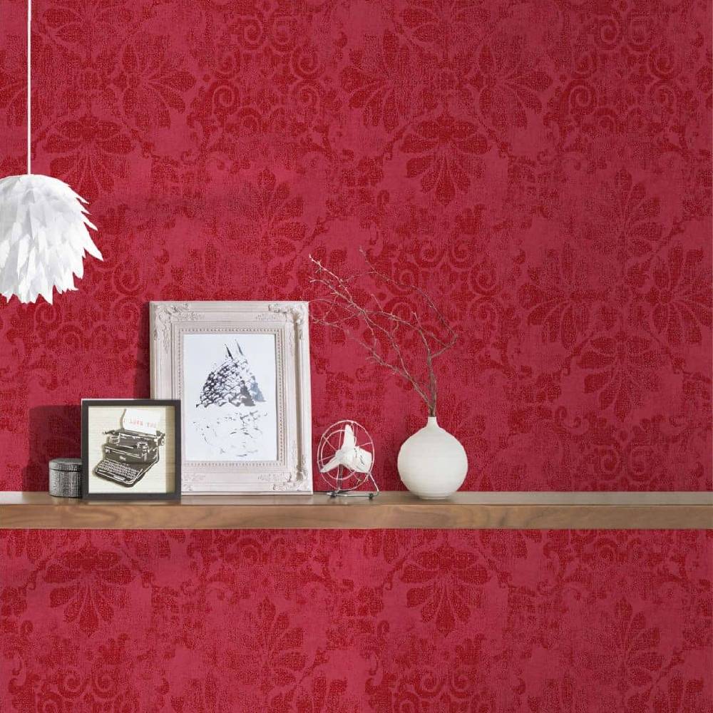 Kaeppel A.S. Création Vliestapete Memory Barocktapete mit Ornamenten Glitzereffekt metallic, rot Fabrikladen