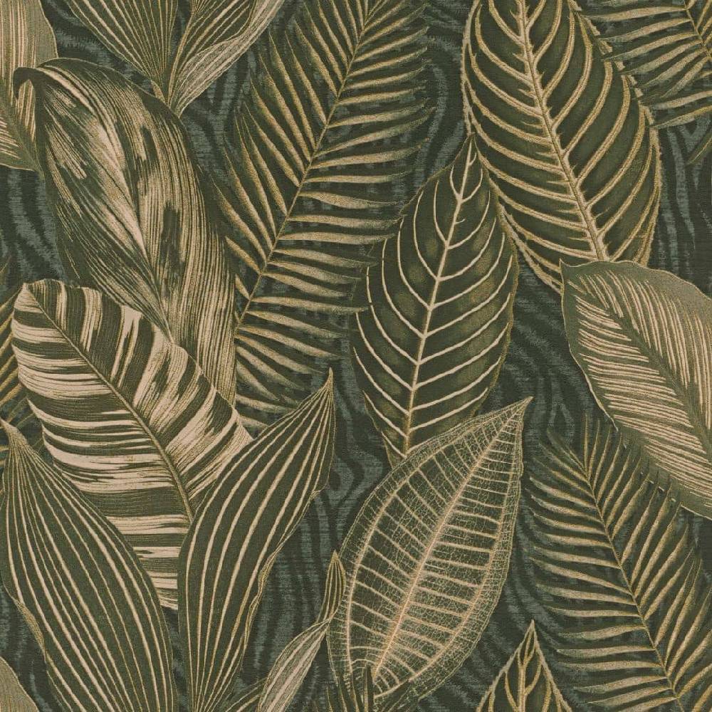 Kaeppel Rasch Vliestapete, Mustertapete African Queen III dunkelgrün zollfrei