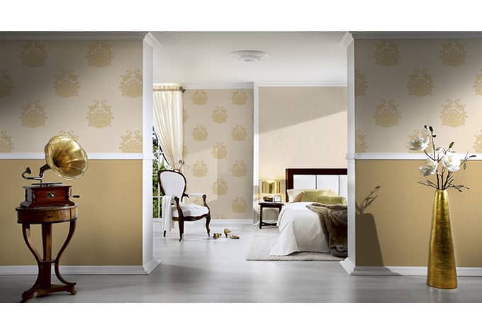 Kaeppel Architects Paper Vliestapete Nobile Barocktapete mit Ornamenten creme, metallic Hotsell
