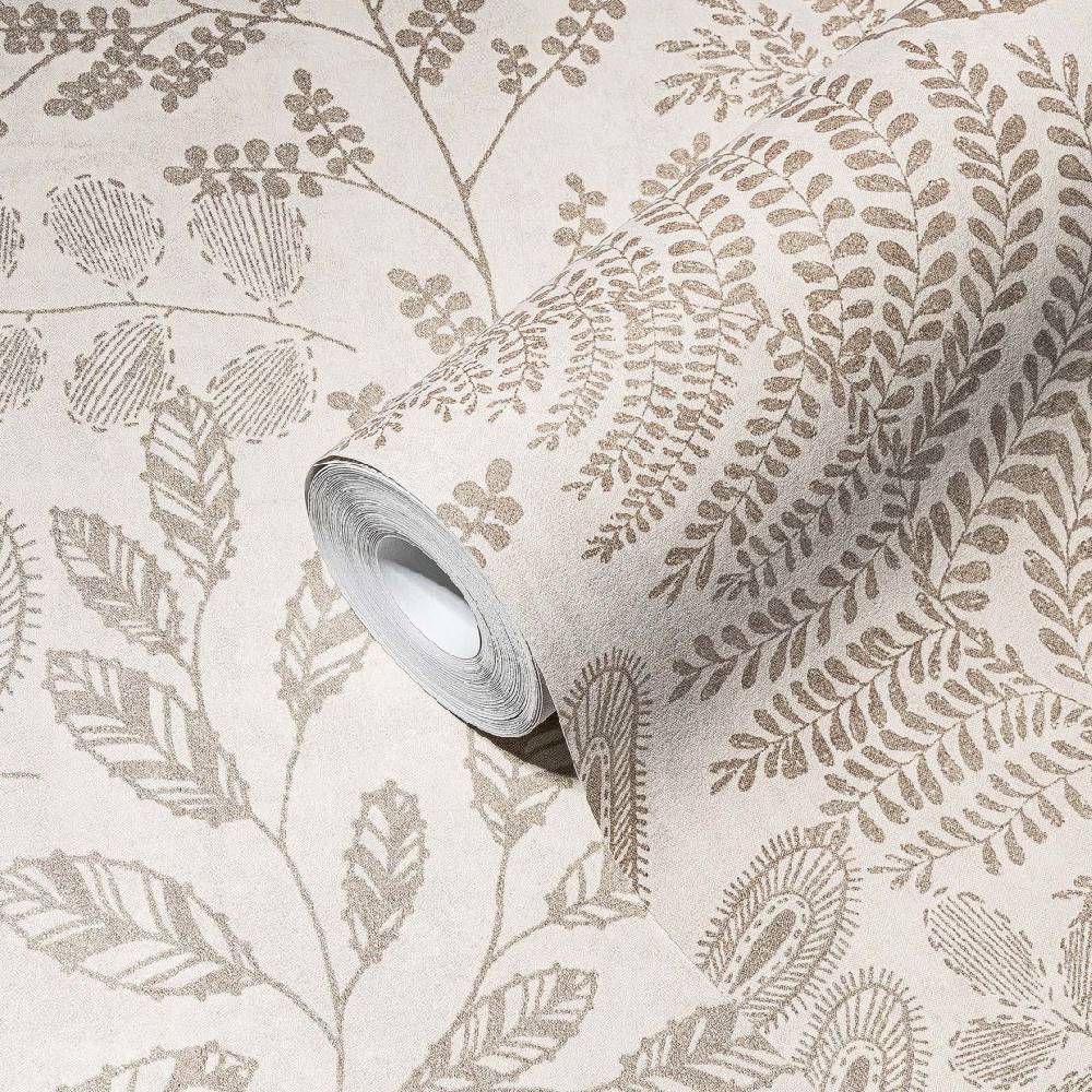 Kaeppel Vliestapete Palmen Blätter Creme Gold florale Muster Tapete Wohnzimmer Blitzverkäufe