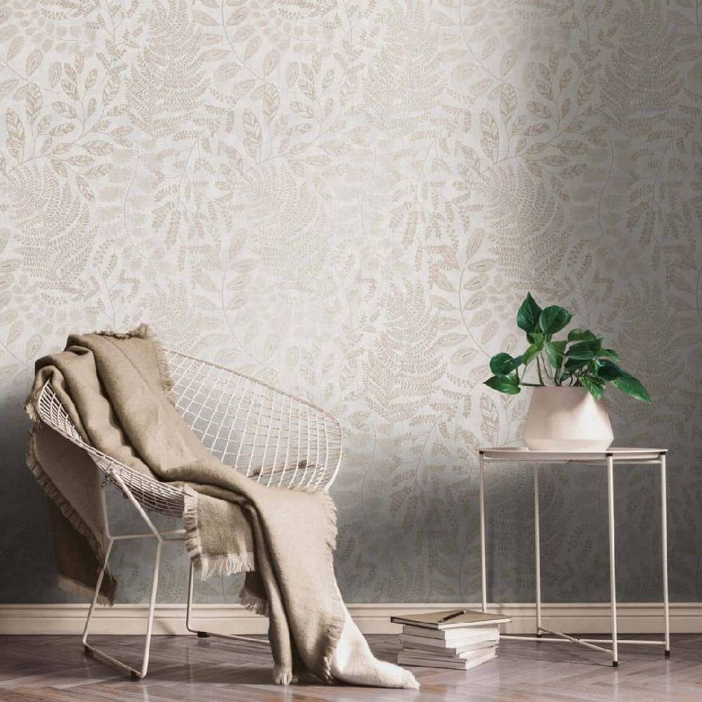 Kaeppel Vliestapete Palmen Blätter Creme Gold florale Muster Tapete Wohnzimmer Blitzverkäufe