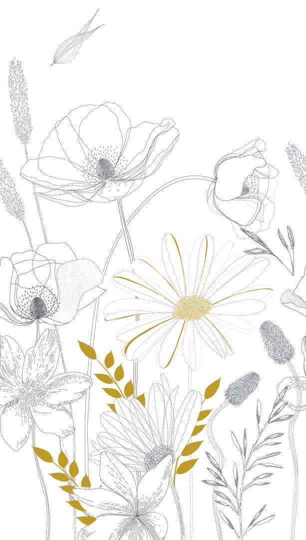 Kaeppel Fototapete Floral weiß schwarz - Vliestapete Blumen Pflanzen Livingwalls - matt und glatt Kostenloser Versand