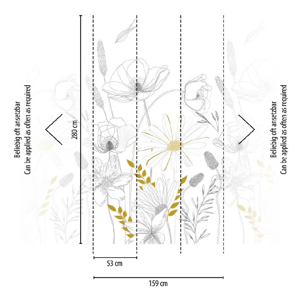 Kaeppel Fototapete Floral weiß schwarz - Vliestapete Blumen Pflanzen Livingwalls - matt und glatt Kostenloser Versand