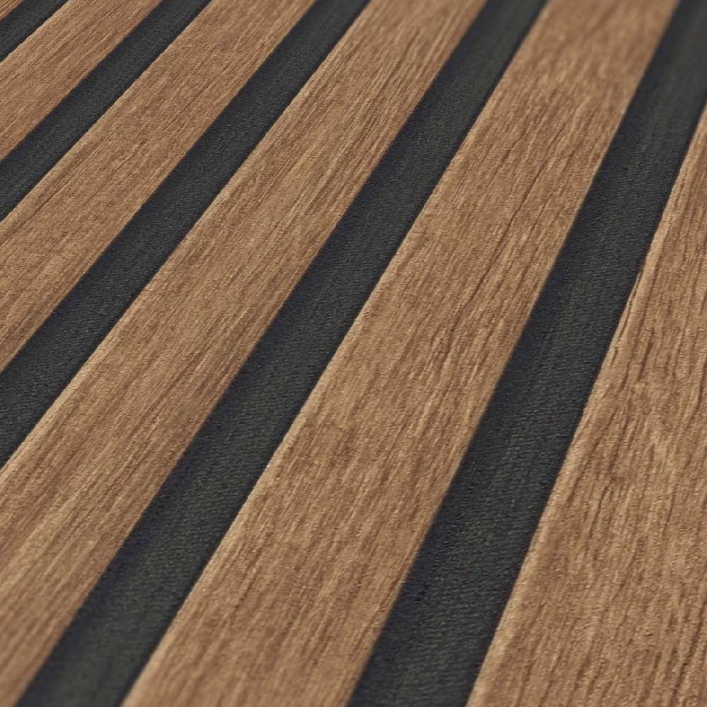Kaeppel Tapete Holzoptik Braun Vliestapete 3D Holzpaneele skandinavisch modern Preisnachlass