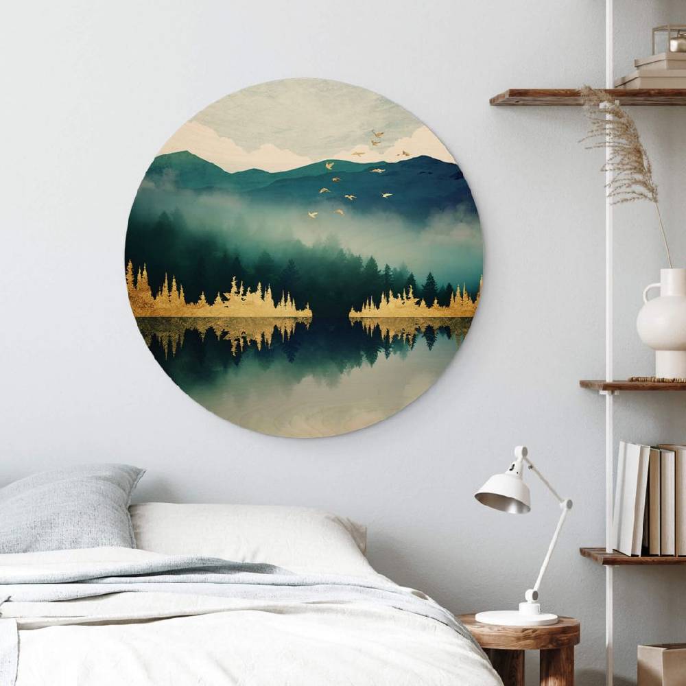 Kaeppel Holzbild SpaceFrog Designs - Morgenruhe - Rund Räumungsverkauf