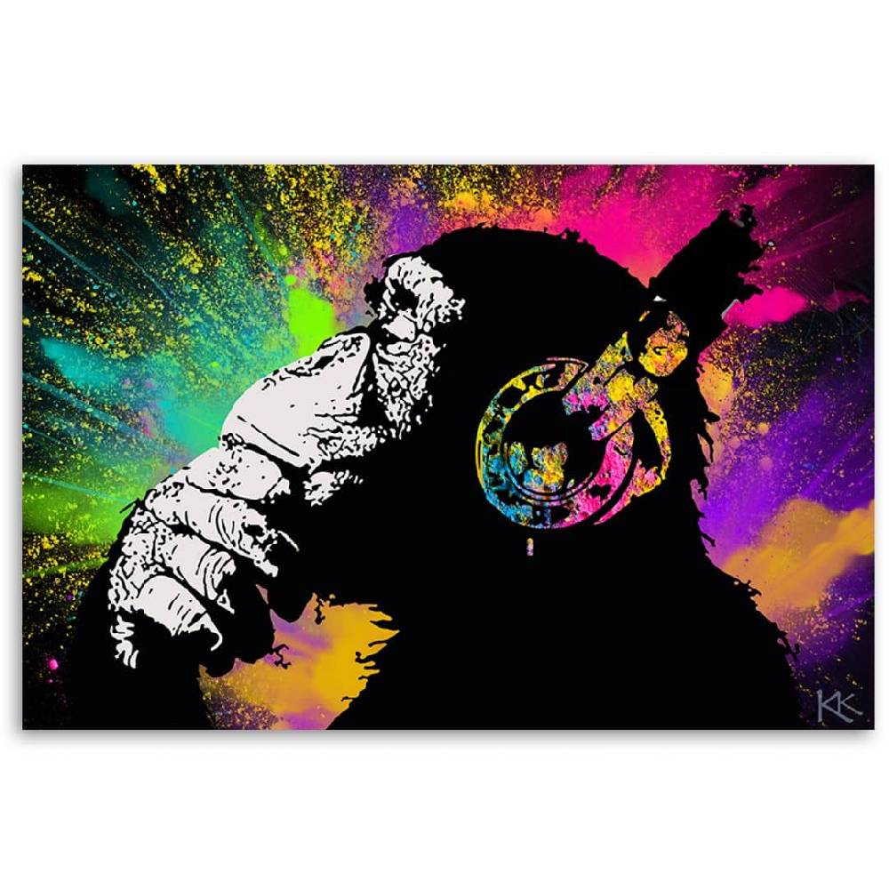 Kaeppel Leinwandbild, Banksy Bunter Affe Bis zu 60% Rabatt