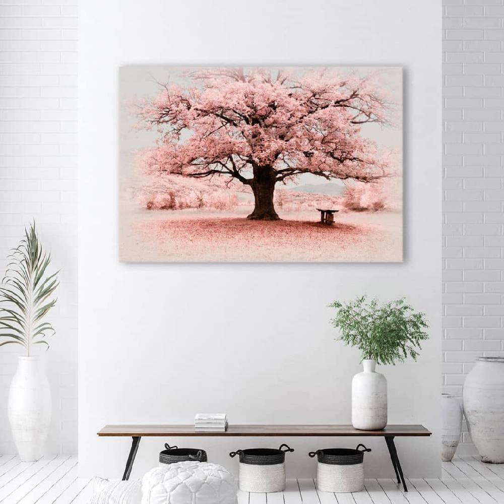 Kaeppel Leinwandbild, Rosa Baum Abstraktion Natur Sonderangebot der Fabrik