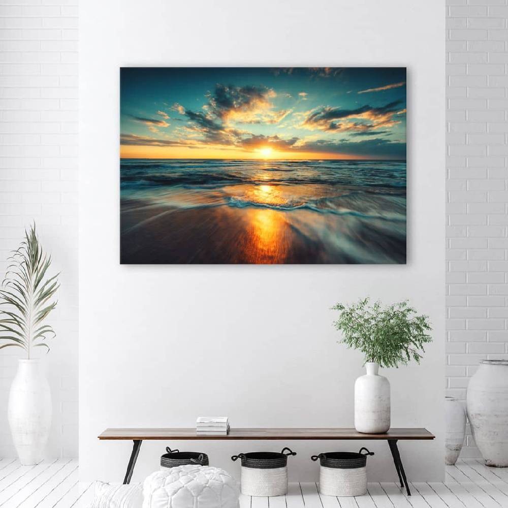 Kaeppel Leinwandbild, Sonnenuntergang Strand Meer Discount Store für neue Produkte