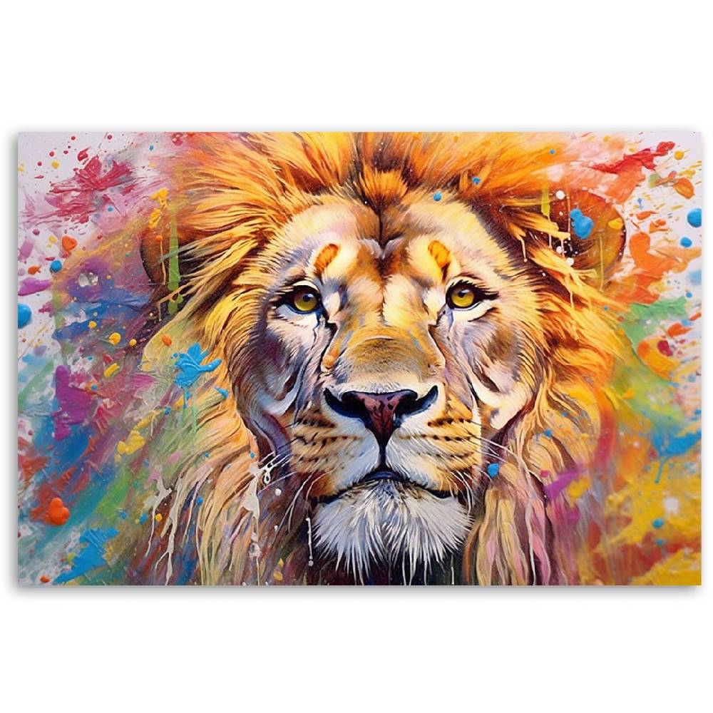 Kaeppel Leinwandbild, Löwe Abstraktion Aquarell AI Nur noch ein Tag übrig