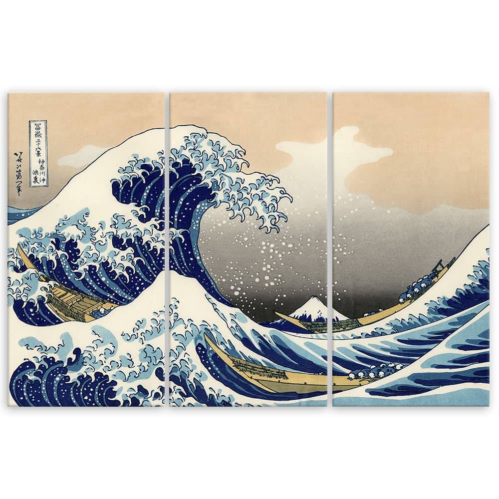 Kaeppel Leinwandbild 3-teilig, Hokusai Große Welle von Kanagawa Riesige Rabatte
