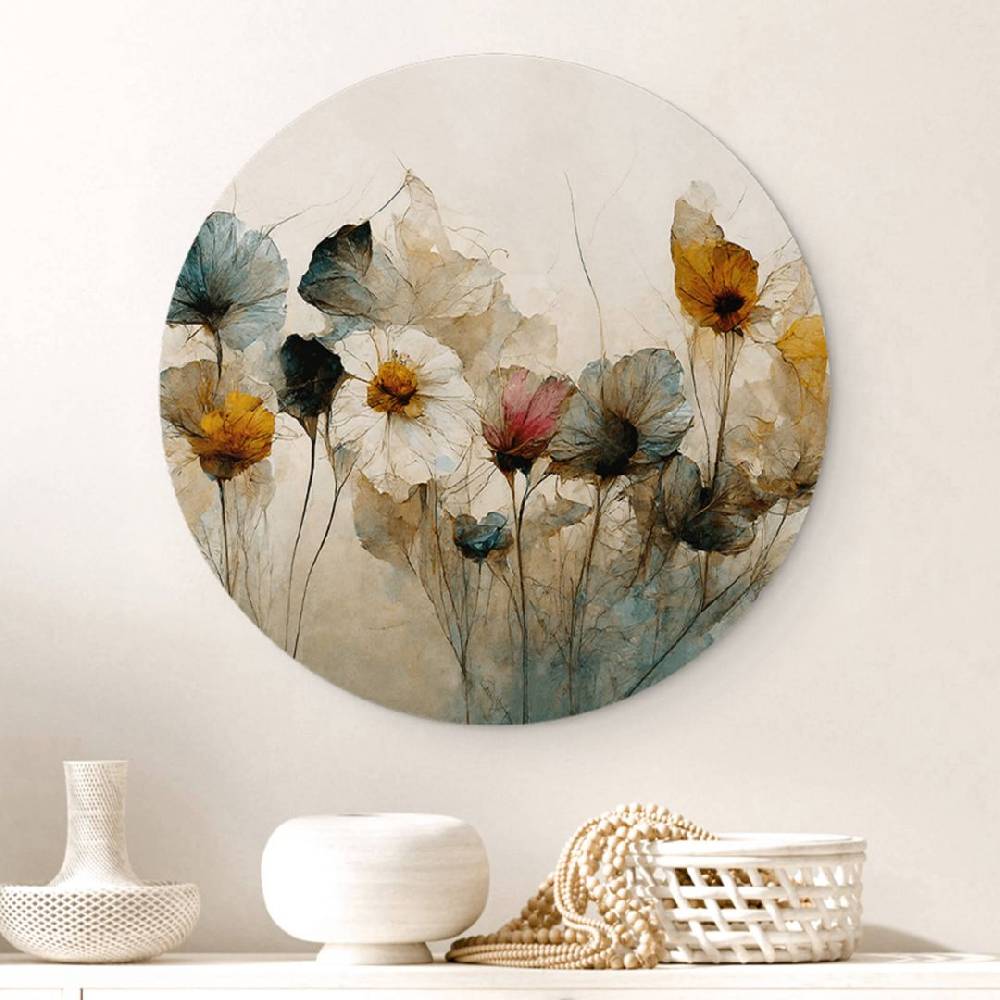 Kaeppel Wandbild Bouquet aus Trockenblumen - Alu-Dibond Rund - Treechild Begrenzt auf 3 Tage