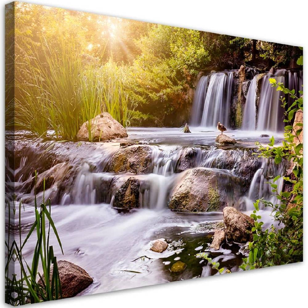 Kaeppel Leinwandbild, Wasserfall bei Sonnenuntergang