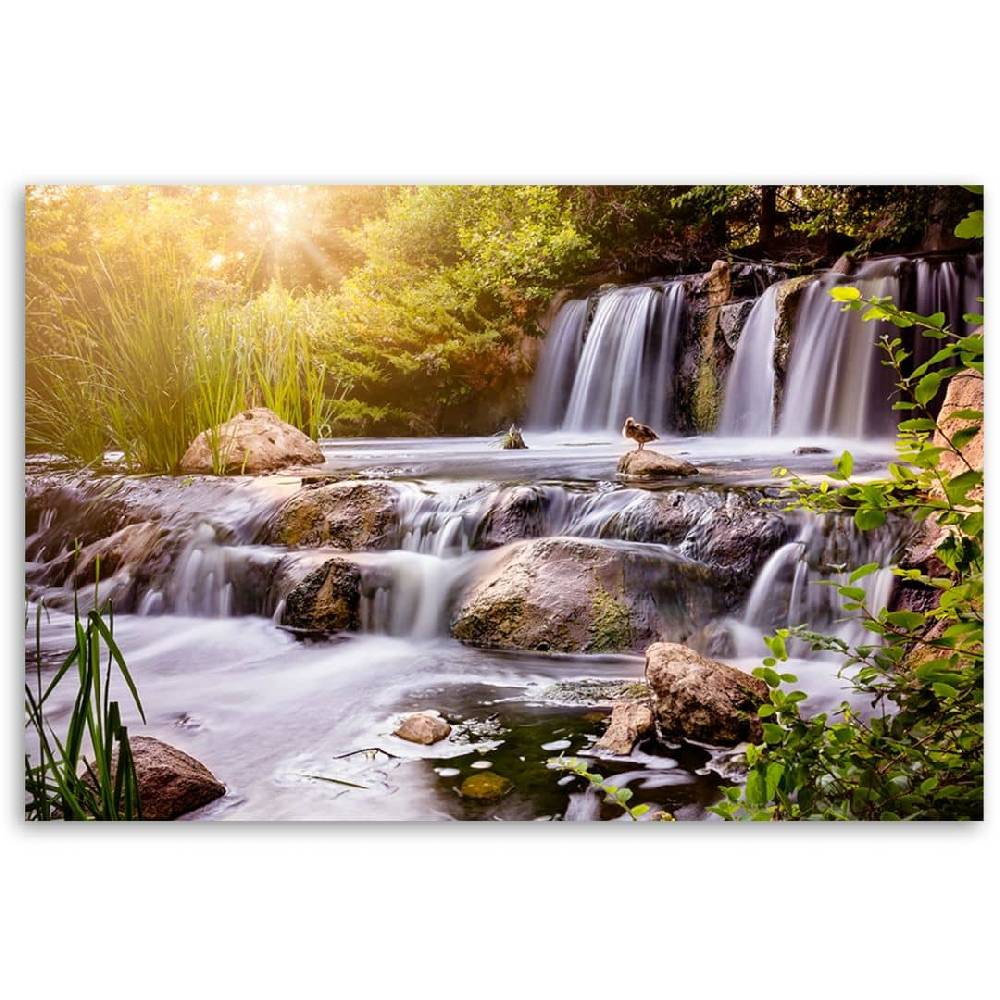 Kaeppel Leinwandbild, Wasserfall bei Sonnenuntergang zollfrei