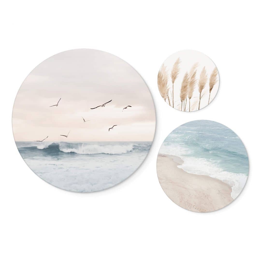 Kaeppel Wandbild Sisi & Seb - Ostsee: Wellen und Meer (3-teilig) - Alu-Dibond Rund Fabrikverkauf