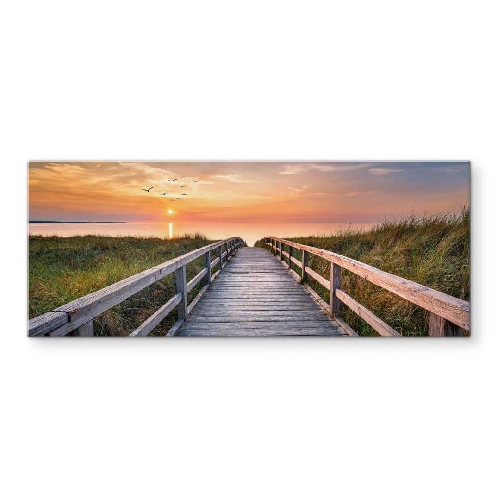 Kaeppel Glasbild Dünen im Sonnenuntergang - Panorama