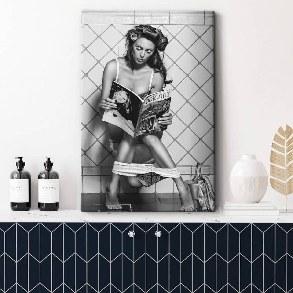 Kaeppel Leinwandbild gNo - Multitasking schwarz-weiß Online Shopping