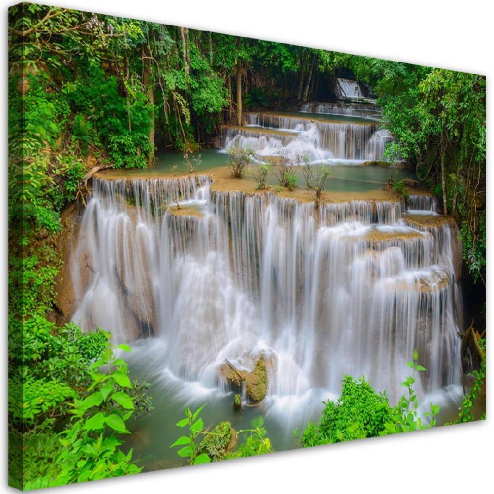 Kaeppel Leinwandbild, Wasserfall Natur Wald