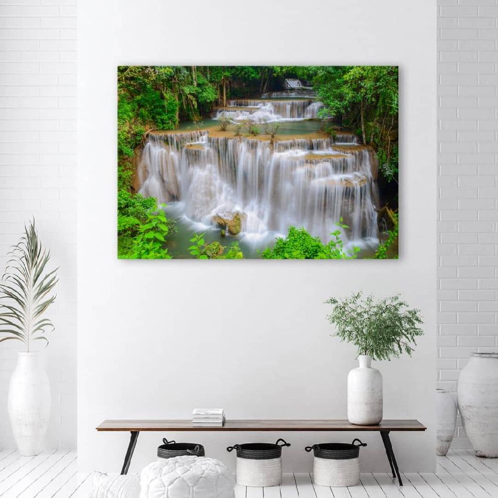 Kaeppel Leinwandbild, Wasserfall Natur Wald Weihnachtsangebot
