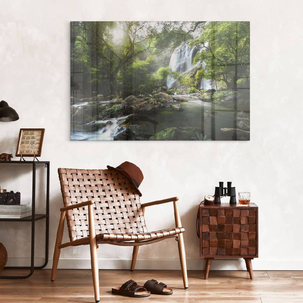 Kaeppel Acrylglasbild Wasserfall im Wald - Foto Vatertagsangebot