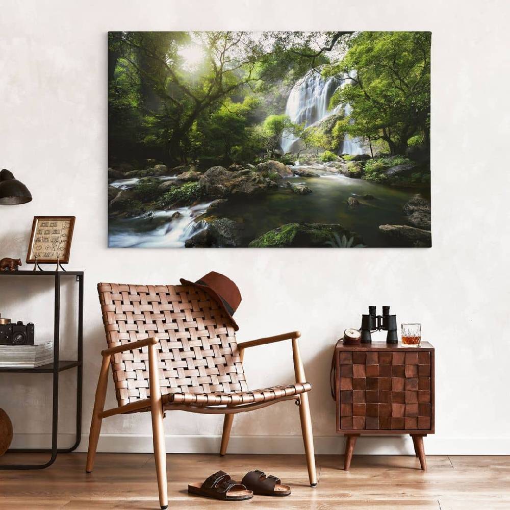 Kaeppel Leinwandbild Wasserfall im Wald - Naturfotografie - Foto Zeitlich begrenztes Angebot