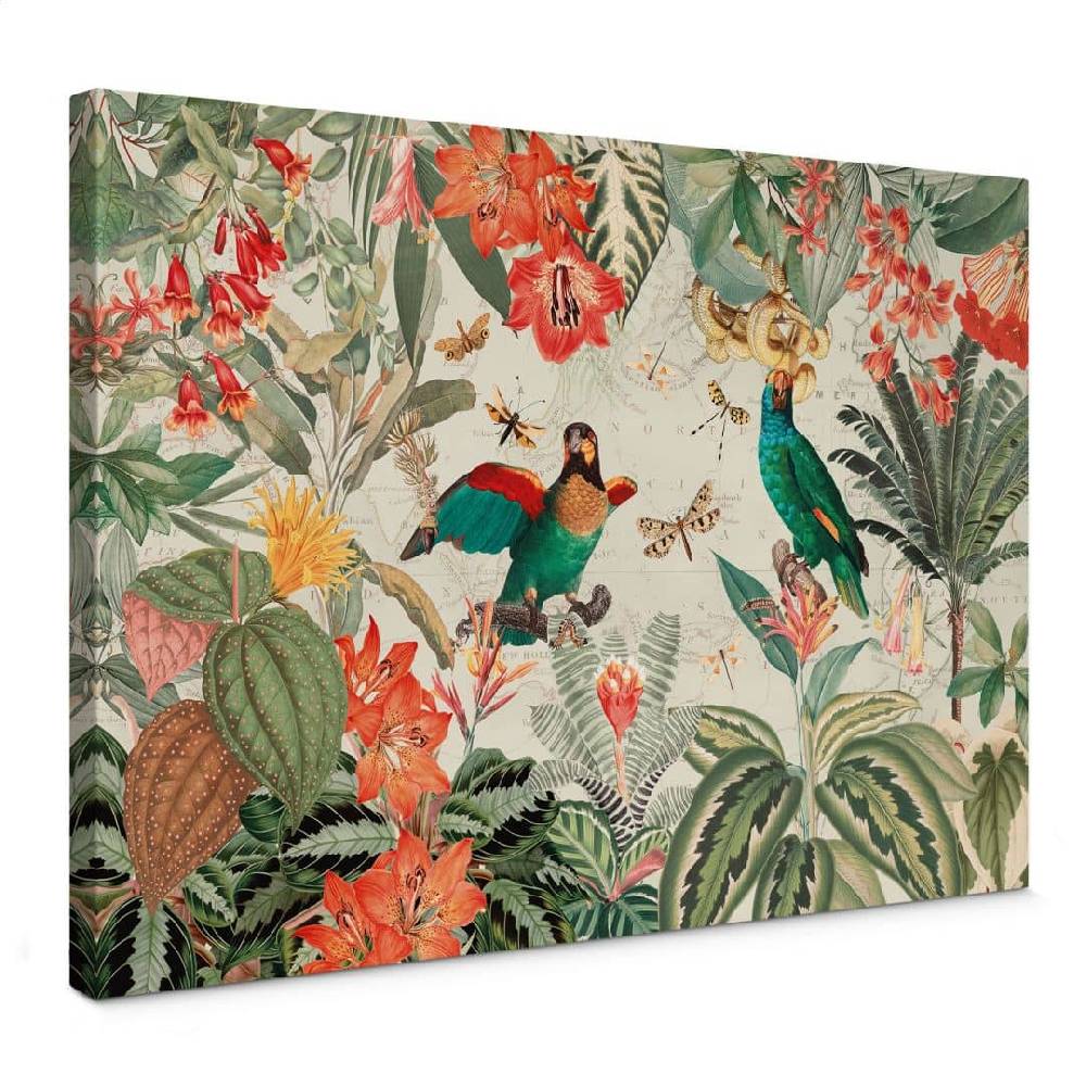 Kaeppel Leinwandbild Exotischer Dschungel mit Papageien - UN Designs Blitzangebot