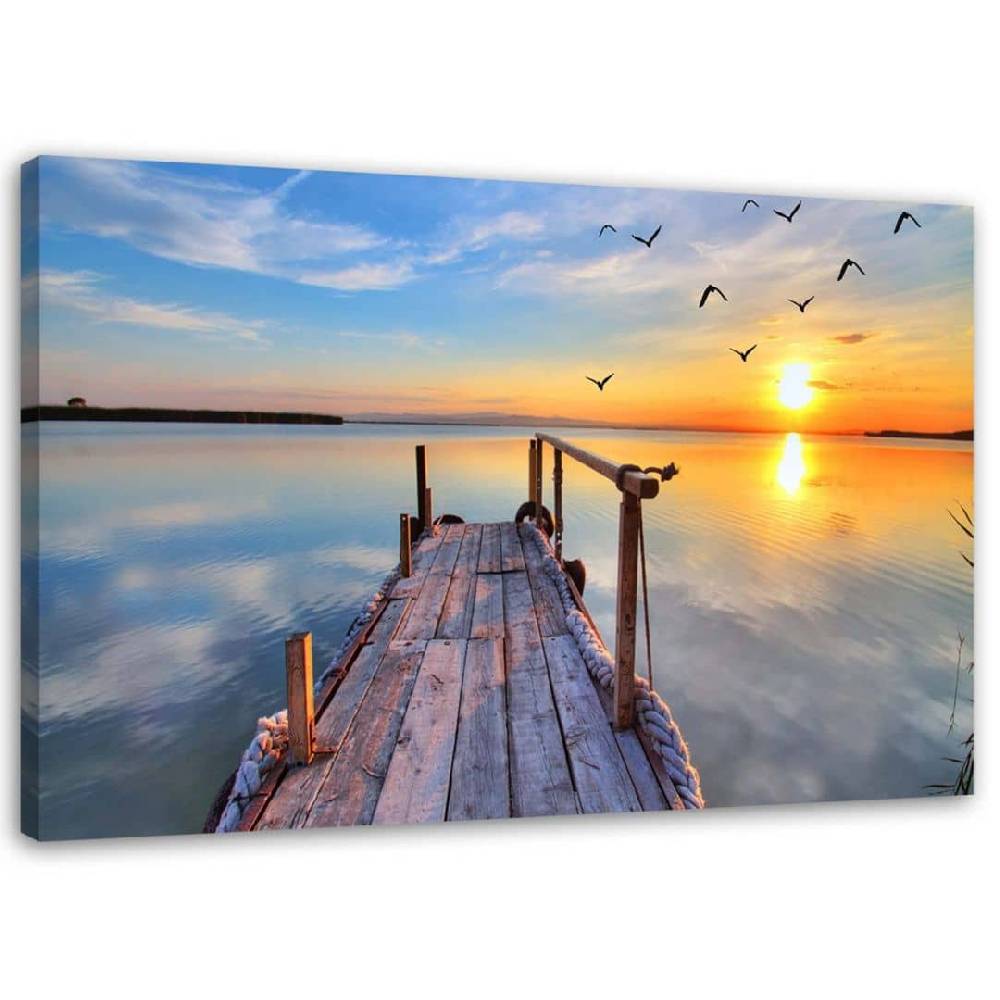 Kaeppel Leinwandbild, Sonnenuntergang Steg See Neuheiten