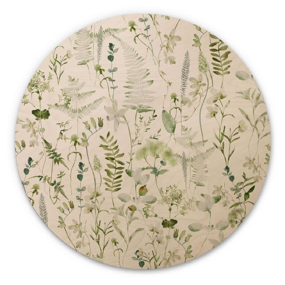 Kaeppel Holzbild Kräuter und Wildblumen - UN Designs - Rund Tägliche Deals