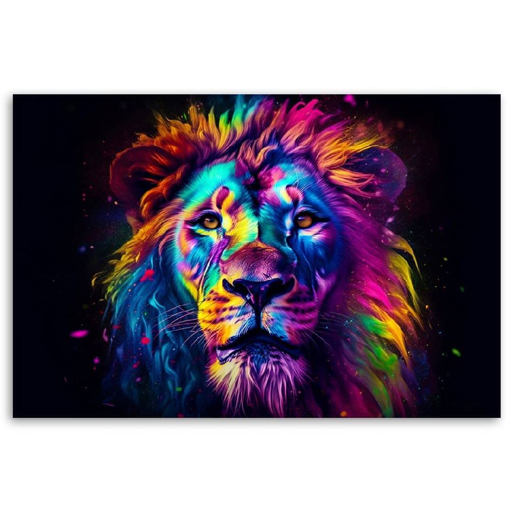 Kaeppel Leinwandbild, Farbe Neon Portrait Löwe Ai JETZT KAUFEN