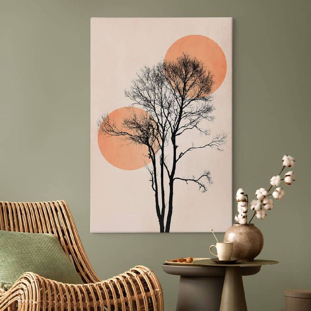 Kaeppel Leinwandbild Sonne und Mond in Orange - Kubistika Begrenzt auf 3 Tage