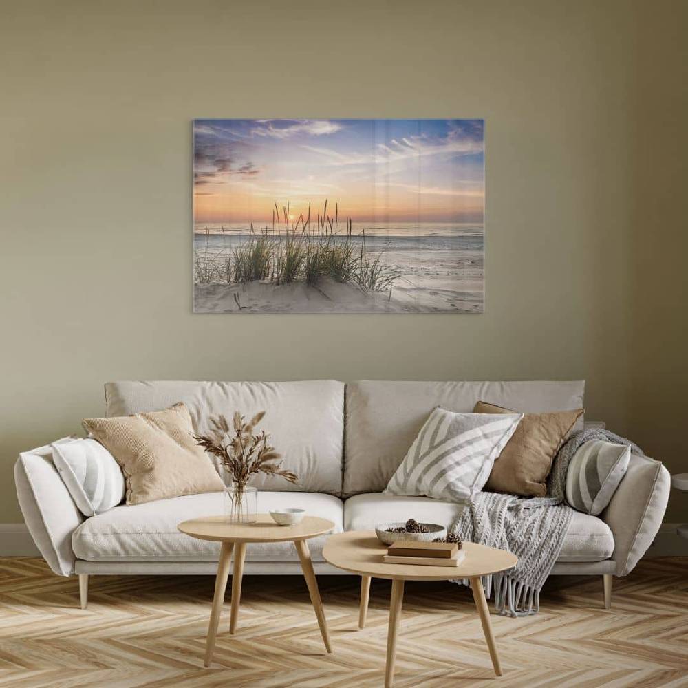 Kaeppel Glasbild Düne am Strand bei Sonnenuntergang Sonderangebot